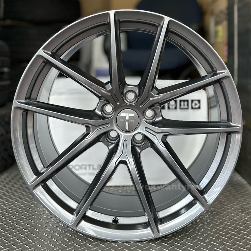 Telsa Model Y with 20" TSportline TSF Space Gray Wheels and Michelin Pilot Sport 5 yres