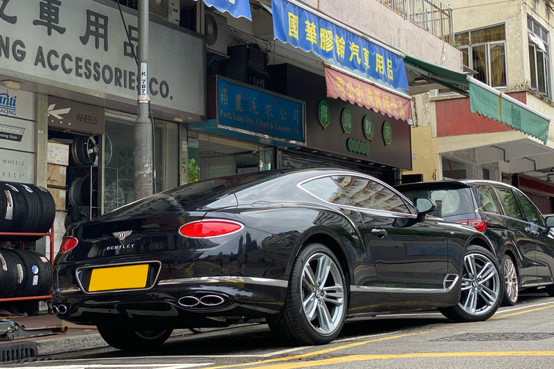 Bentley Continental GT and Bentley five tri spoke wheel and 3sa601025 and felgen and tyre shop and bentley hk