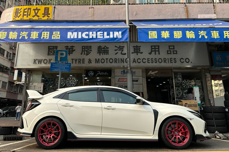 Honda Civic FK8 Type R and RAYS Volk Racing ZE40 wheels and wheels hk and tyre shop hk and 呔鈴 and Bridgestone RE71RS tyre hk