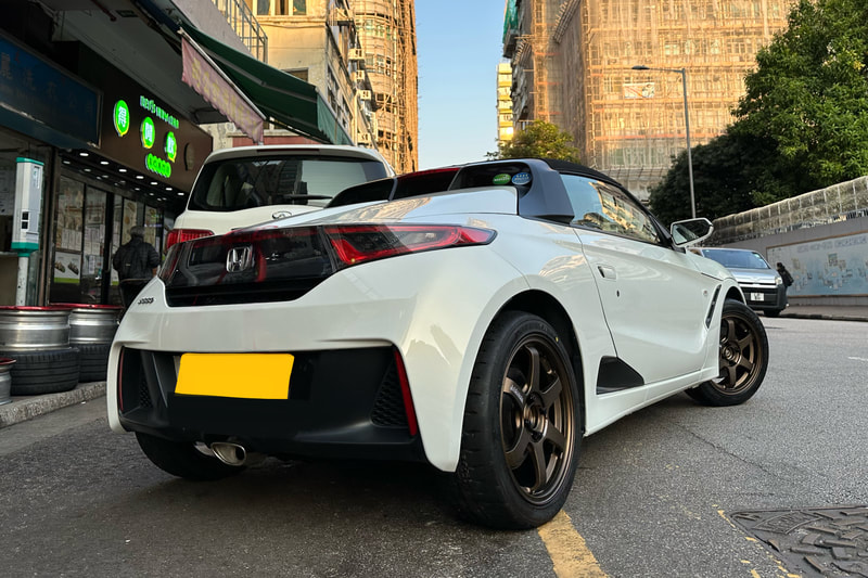 Honda S660 and RAYS Volk Racing TE37 Sonic wheel and Bridgestone Potenza RE71RS tyre and tyre shop and 輪胎店 