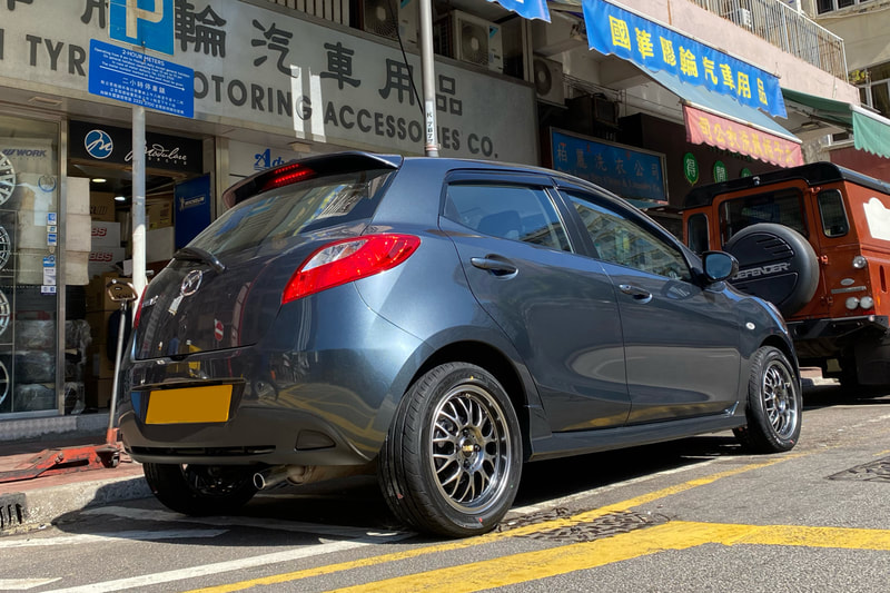 Mazda 2 and BBS RGF wheels and tyre shop hk and yokohama fleva v701 tyre and 輪胎店
