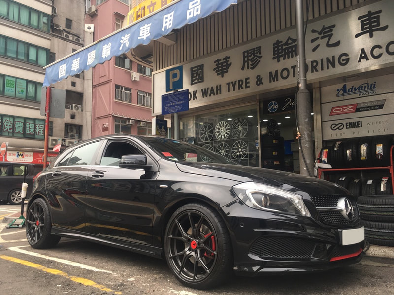 Mercedes Benz A250 W176 with 19" Vorsteiner VFF103 Carbon Graphite with Optional Red caps