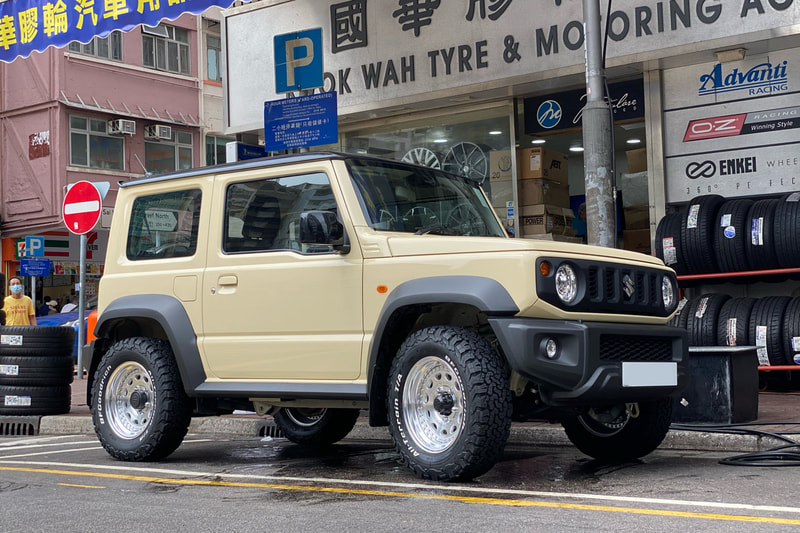 Suzuki jimny jb74 and work crag galvatre wheels and wheels hk and tyre shop hk and 呔鈴 and bf goodrich tyres and 菠蘿釘 and ジムニー
