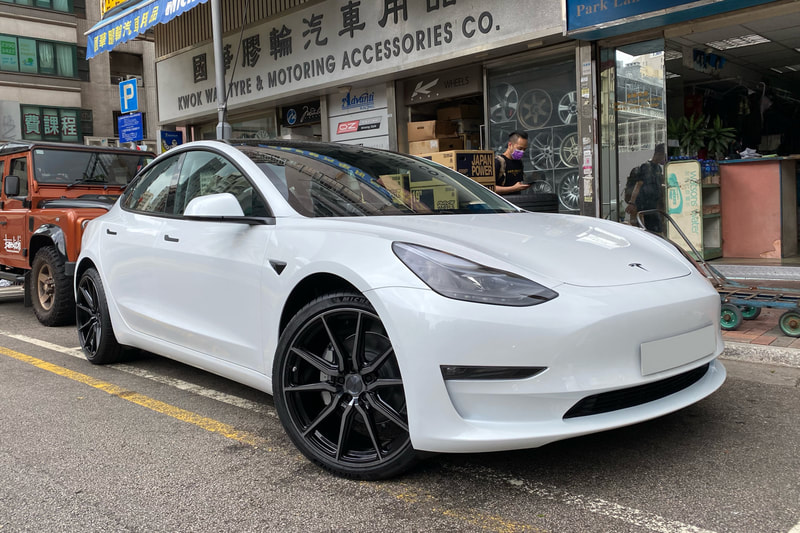Tesla Model 3 Long Range and Vossen HF-3 HF3 wheels and tyre shop hk and wheel shop hk and michelin ps4s tyre and 呔鈴 and 輪胎店