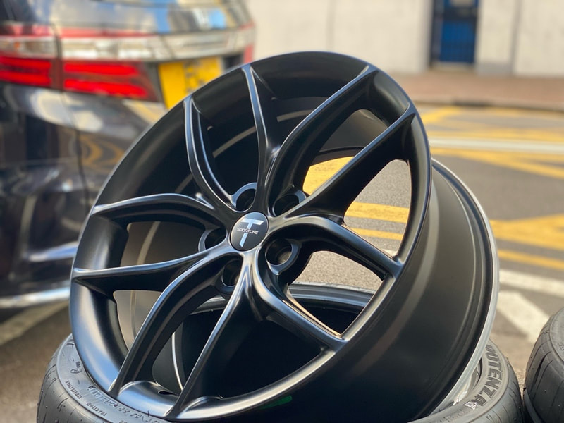 TSportline TS5 wheels and Tesla model 3 and Model Y and tyre shop and 輪胎店