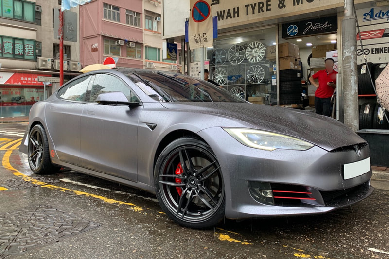 Tesla Model S and Vorsteiner Wheels VFF110 and 呔鈴 and wheels hk