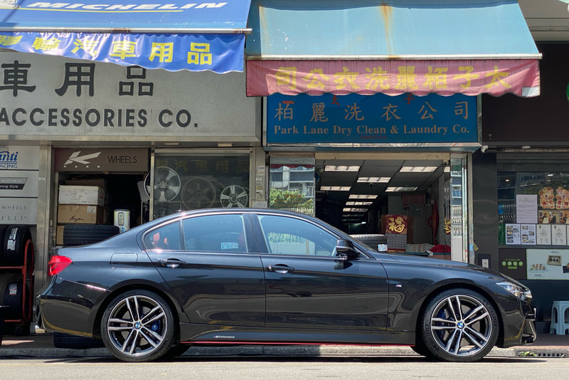 BMW F30 3 Series 330i and BMW 704M Wheels and tyre shop hk and Michelin pS4s tyres and 呔鈴 and 車軨