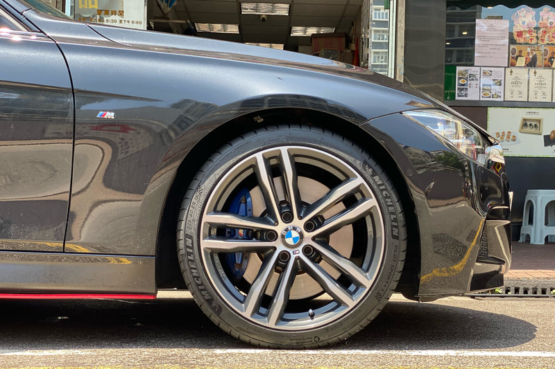 BMW F30 3 Series 330i and BMW 704M Wheels and tyre shop hk and Michelin pS4s tyres and 呔鈴 and 車軨