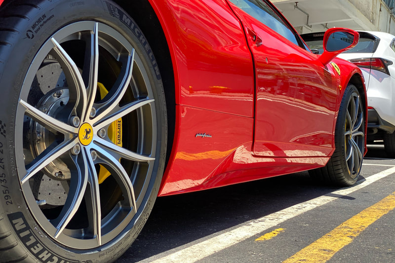 Ferrari Italia 458 and Ferrari Multispoke Wheels and forged wheels and wheels hk and tyre shop hk and 呔鈴 and michelin ps4s tyres