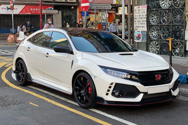 Honda Civic FK8 Type R and RAYS Gram Lights 57 Transcend Wheels and wheels hk and tyre shop hk and 呔鈴 and michelin ps4s tyres