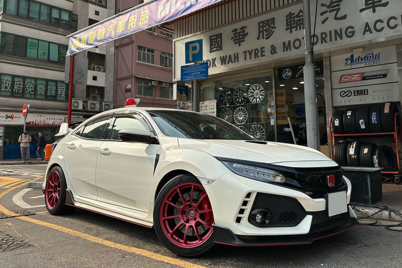 Honda Civic FK8 Type R and RAYS Volk Racing ZE40 wheels and wheels hk and tyre shop hk and 呔鈴 and Bridgestone RE71RS tyre hk