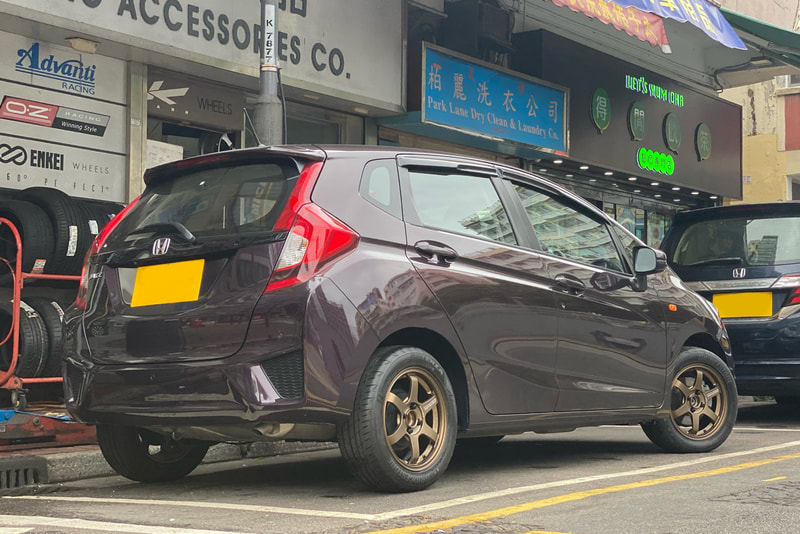 Honda jazz and rays te37 sonic wheels and tyre shop hk and bridgestone re004 tyres and 呔鈴