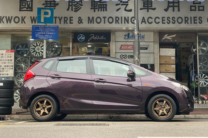 Honda jazz and rays te37 sonic wheels and tyre shop hk and bridgestone re004 tyres and 呔鈴