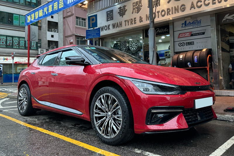 Kia EV6 and RAYS Vouge wheels and 換軨 and 換軚 and wheels hk and tyre shop hk