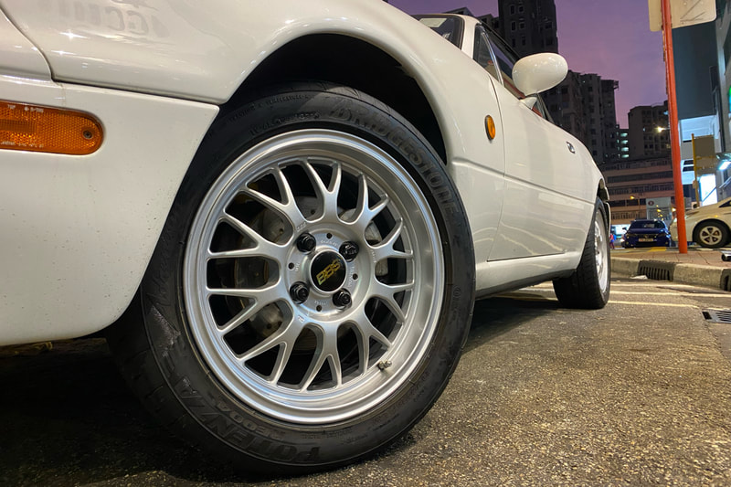 Mazda MX5 MX-5 and BBS RGF RG-F Wheels and tyre shop hk and bridgestone re004 tyres