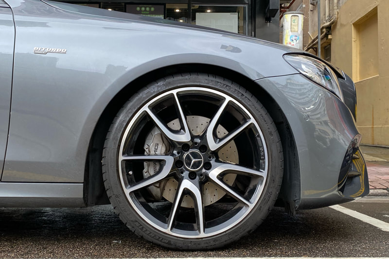 Mercedes Benz AMG E43 W213 and AMG Wheels and A21340140007X23 and a21340125007x23 and tyre shop hk