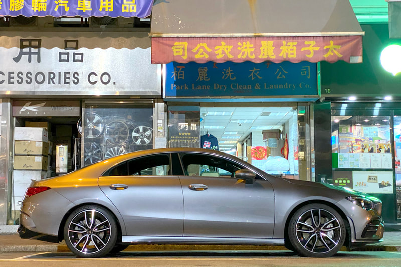 Mercedes Benz AMG C118 CLA 35 CLA35 and AMG 5 split spoke Wheels and wheels hk and Michelin PS4S tyres and 呔鈴