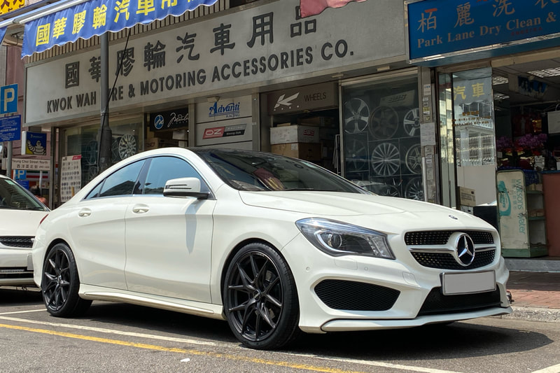 Mercedes Benz C117 CLA and RAYS VV21S wheels and tyre shop hk and wheel shop hk and 呔鈴 and goodyear f1a5 tyre hk