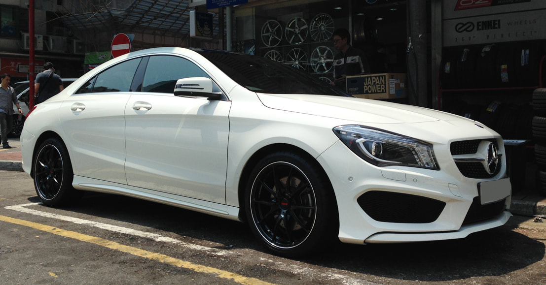 Mercedes Benz C117 CLA250 with  18" RAYS VR G25 CB