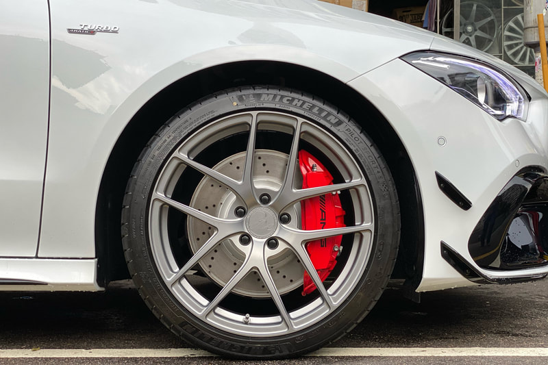 Mercedes Benz C118 CLA45S AMG and modulare wheels b18evo and wheels hk and tyre shop hk and michelin ps4s tyres and 呔鈴