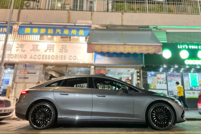 Mercedes Benz EQE and Multispoke AMG wheels and Pirelli pzero tyres and tyre shop hk and zung fu eqe hk