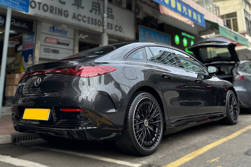 Mercedes Benz EQE V295 and AMG multispoke wheels and tyre shop hk and EQE wheels and Michelin Pilot Sport tyre