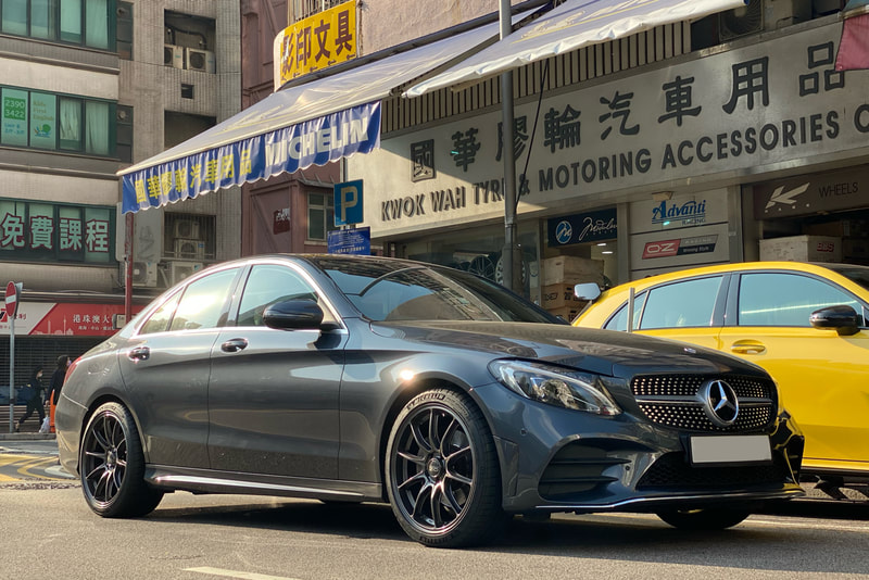 Mercedes Benz W205 C Class and OZ Racing Hyper GT HLT Wheels and michelin ps4s tyre and 呔鈴 and 車軨 and tyre shop hk