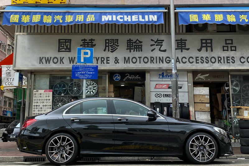 Mercedes Benz W205 C Class C200 and RAYS 57BNA Wheels and tyre shop hk and Goodyear F1A5 tyre and 呔鈴