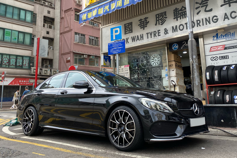 Mercedes Benz W205 C Class C200 and RAYS 57BNA Wheels and tyre shop hk and Goodyear F1A5 tyre and 呔鈴