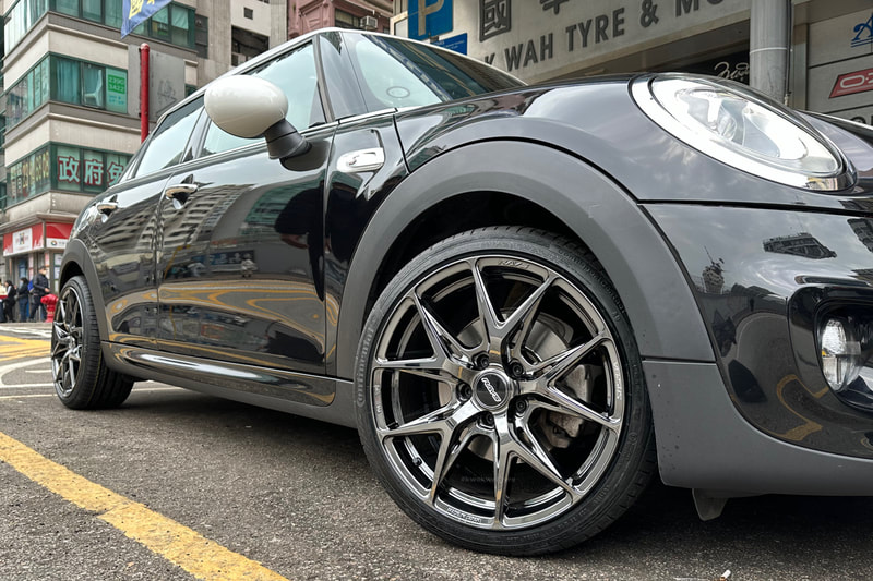 Mini F55 Cooper S and RAYS VV21S wheels and continental Sport Contact 5 tyre and tyre shop hk and felgen and reifen