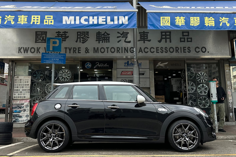 Mini F55 Cooper S and RAYS VV21S wheels and continental Sport Contact 5 tyre and tyre shop hk and felgen and reifen