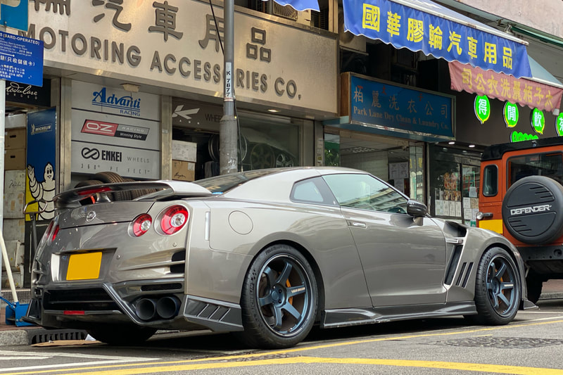 Nissan R35 GTR Skyline and RAYS TE37 Wheels and tyre shop hk and michelin Pilot sport cup 2 tyres