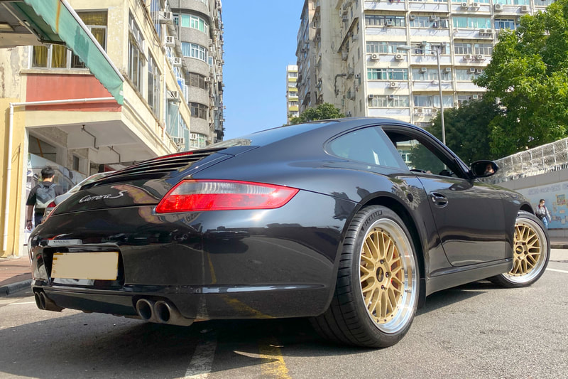 Porsche 911 997 and BBS LM Wheels and Michelin Pilot Sport 4S tyre and tyre shop hk and 輪胎店