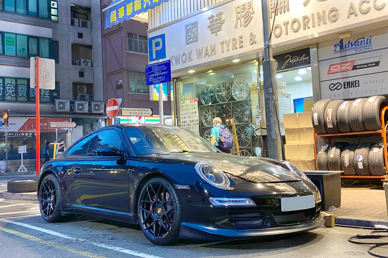 Porsche 911 997 Carrera and HRE FF01 Wheels and tyre shop hk and Michelin PS4S tyres and 輪呔店