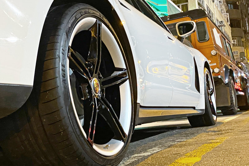 Porsche Taycan and Porsche Mission E Design Wheels and tyre shop hk and Goodyear eagle F1 Asymmetric 3 tyre  and 輪胎店