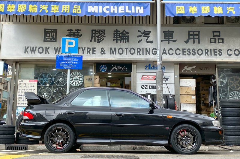 Subaru Impreza Wrx sti GC8 and Rays ce28sl wheel and tyre shop hk and 鍛鈴 and 呔鈴