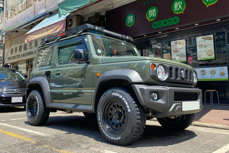 Suzuki Jimny JB74 and American Racing Outlaw 2 wheels AR62 and Toyo Open Country R/T tyre and tyre shop hk and wheel shop hk and 呔鈴 and ジムニー