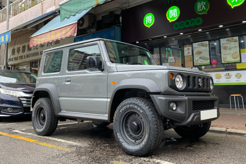 Suzuki Jimny JB74 and Crimson Dean Colorado Matte Charcoal Black Wheels and Toyo Open Country A/T III Tyres and スズキ and ジムニー