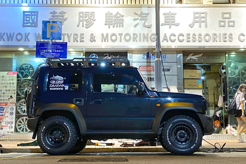 Suzuki Jimny JB74 and American Racing AR62 Outlaw 2 wheels and tyre shop hk and BF Goodrich TA KO2 tyre and 輪胎店