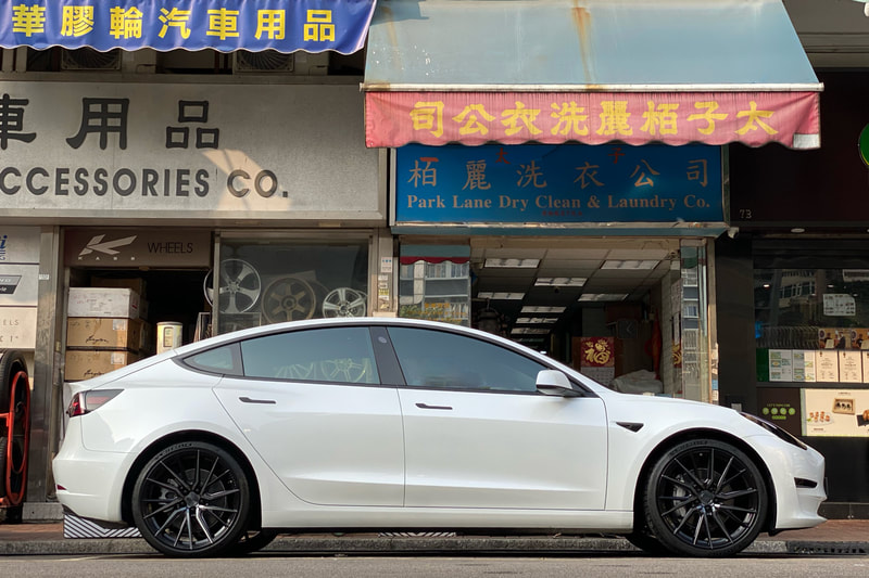 Tesla Model 3 Long Range and Vossen HF4T HF4-T wheels and tyre shop hk and wheel shop hk and michelin ps4s tyre and 呔鈴