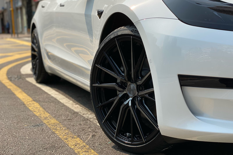 Tesla Model 3 Long Range and Vossen HF4T HF4-T wheels and tyre shop hk and wheel shop hk and michelin ps4s tyre and 呔鈴