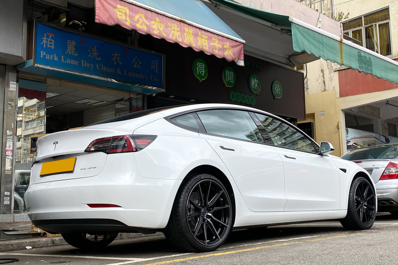 Tesla Model 3 Long Range and Vossen HF-3 HF3 wheels and tyre shop hk and wheel shop hk and michelin ps4s tyre and 呔鈴 and 輪胎店