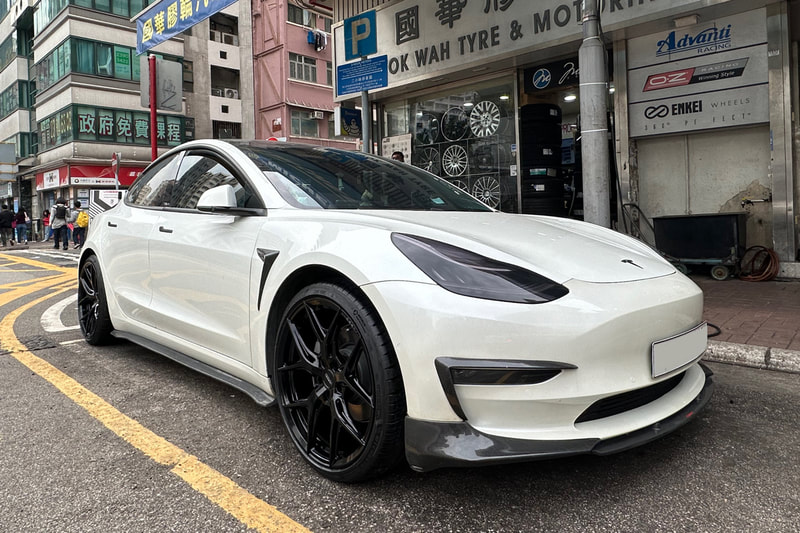 Tesla Model 3 and Vossen Hybrid forged HF5 Wheels and 換鈴 and tyre shop hk and reifen and felgen