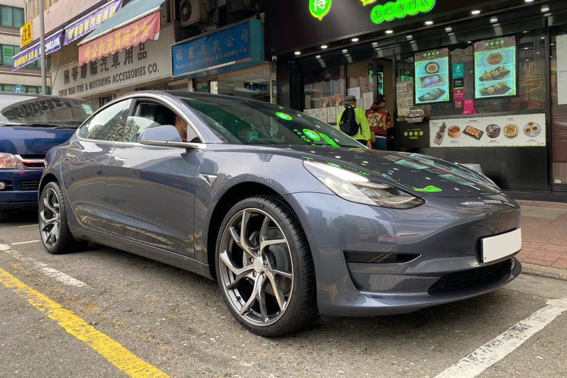 Tesla Model 3 and RAYS Wheels VMF C01 and 呔鈴
