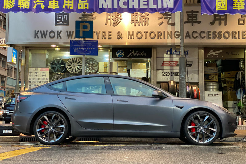 Telsa Model 3 and t sportline wheels tss and wheels hk and tyre shop hk and 呔鈴