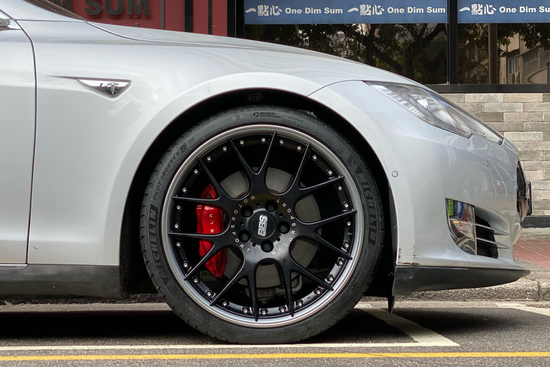 Tesla Model S and BBS CHR II Wheels and tyre shop hk and 呔鈴 and michelin ps4s tyres